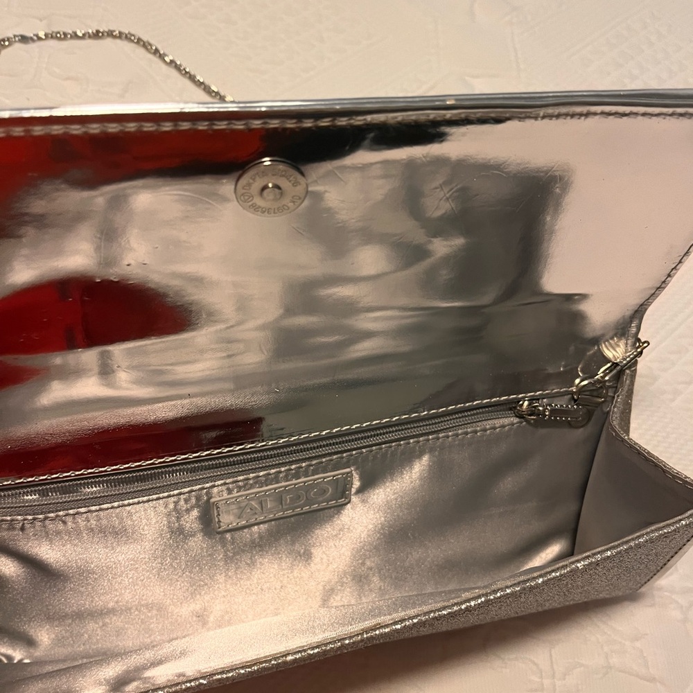 Sold…Aldo beautiful silver clutch or crossbody purse - Picture 10 of 16